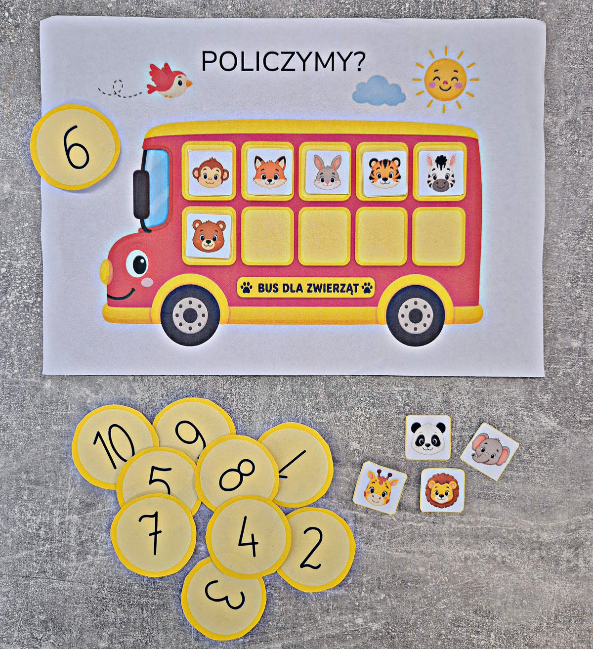 Bus dla zwierząt - nauka liczenia do 10