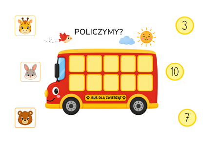 Bus dla zwierząt - nauka liczenia do 10