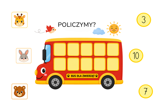 Bus dla zwierząt - nauka liczenia do 10