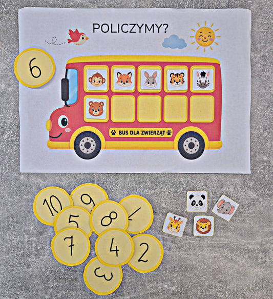 Bus dla zwierząt - nauka liczenia do 10